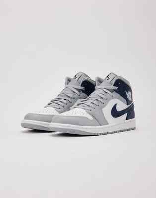 Size 6.5 - Air Jordan 1 Mid Wolf Grey Midnight Navy for sale