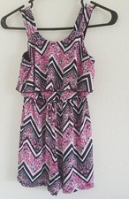 Stella  Sienna by Trixxi Girls Black Pink White Floral Romper Size Medium kids