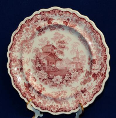 Atq 1835 JS (Josepf Stubbs) England Red Transferware SWISS SCENERY 10 3/4'' Plate
