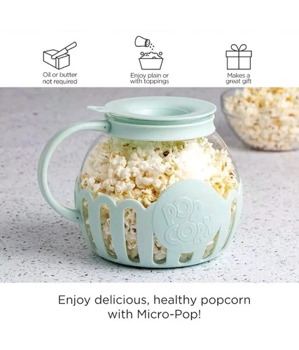 Ecolution Patented Micro-Pop Microwave Popcorn Popper wth Temperature Safe Glass