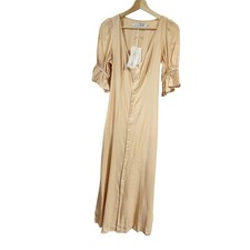 Christy Dawn Puff Sleeve Midi Lennon Dress in Butterscotch Women Medium NWT