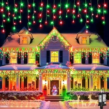 33ft Luces Rojas y Verdes De Carámbanos 400 LED Navideñas Para Exterior Navidad