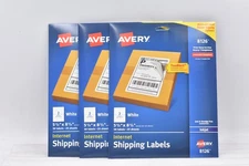 Lot of 3 Avery Half-Sheet Internet Shipping Labels Inkjet White 8126 (150 label