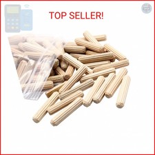 HARSKIYER 120pcs Hardwood Wood Dowel Pins, 1/4" x 1-1/8" Fluted Wood Dowels Rods