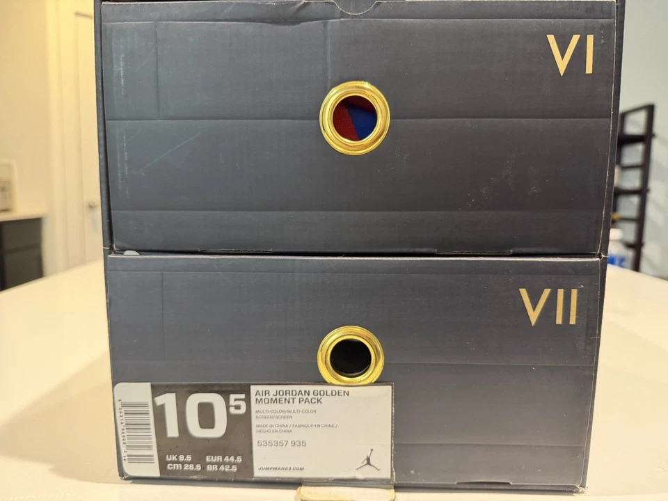 Talla 10.5- Air Jordan 7/6 Retro Golden Moments Pack Foto 2 de 4