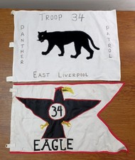 Old BSA Troop 34 East Liverpool Ohio Patrol Flags Lot Panther Eagle Boy Scout