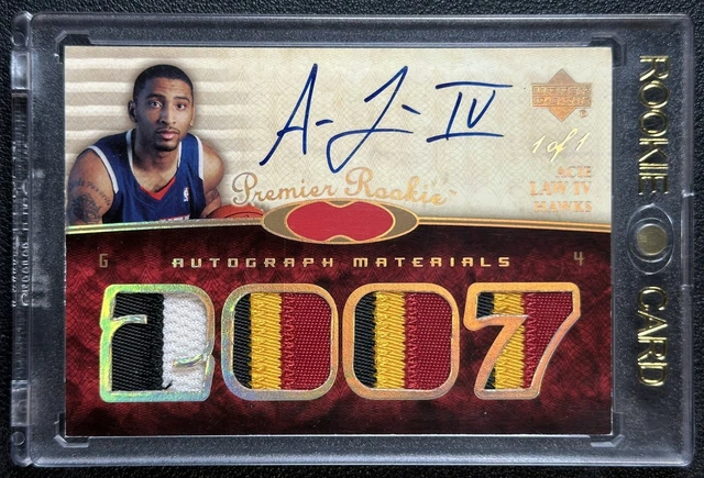 1/1 ACIE LAW IV 2007-08 UPPER DECK PREMIER #108 ROOKIE QUAD PATCH AUTO GOLD 1/1