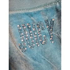 Juicy Couture Women's Velour Track Pants XS Teal Y2K Rhinestone
