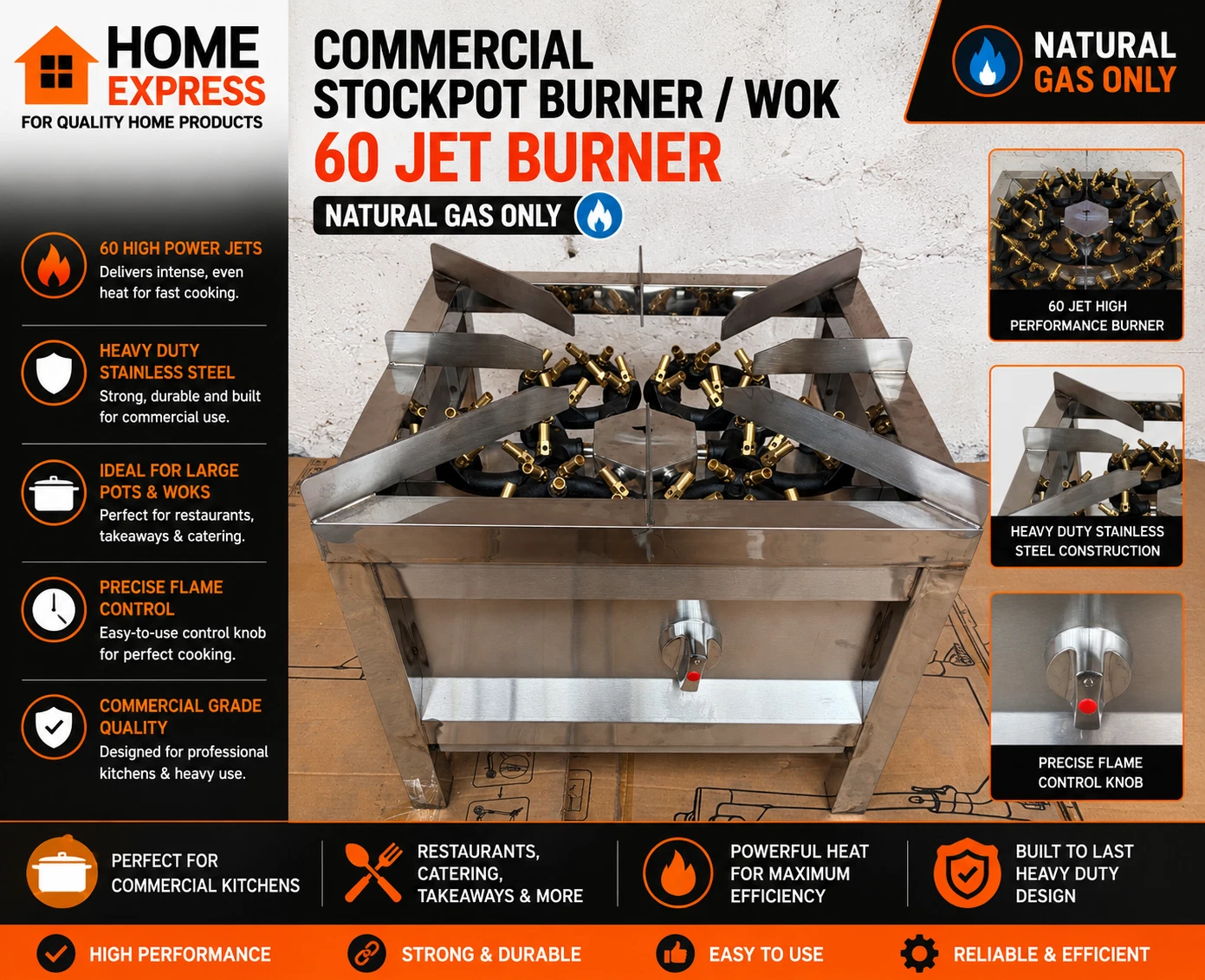 COMMERCIAL STOCKPOT BURNER / WOK 60 JET BURNER NATURAL GAS ONLY
Opens in a new window or tab