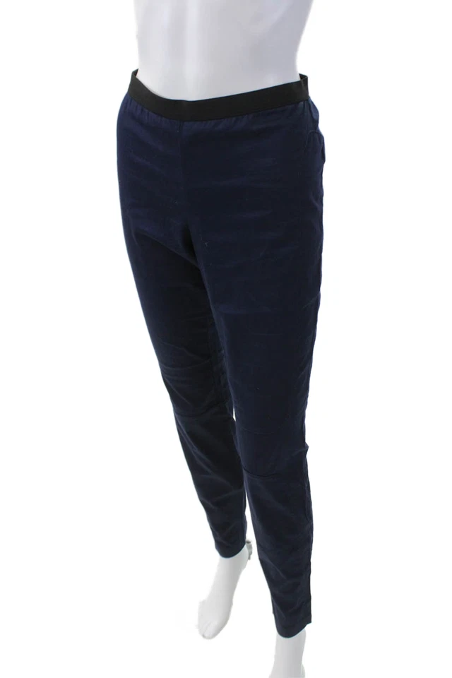 Helmut Lang Womens Pull On High Rise Skinny Leg Pants Navy Blue Cotton Size 8 - Image 2 of 4