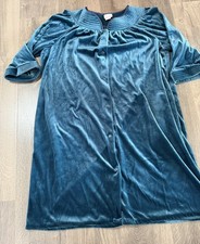 Simply Basic Vtg Velour Robe House Coat Sz L Snap Front Buttons Teal Blue