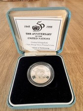 1945-1995 50th Anniversary of United Nations Silver Proof 2 Pound £2 Coin