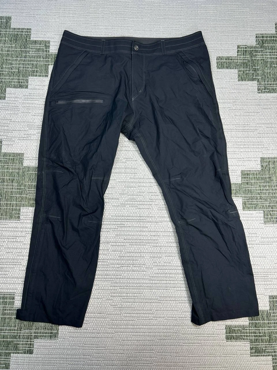 Kuhl Jetstream Rain Pants Mens 42 Black Nylon High Rise Straight Leg Ankle Zip