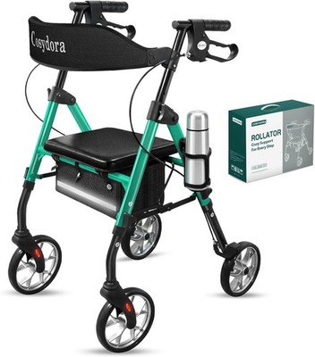 Cosydora HW-R402KD Rollator Walker with Seat, 15 lb Lightweight 8'' Wheels, Green