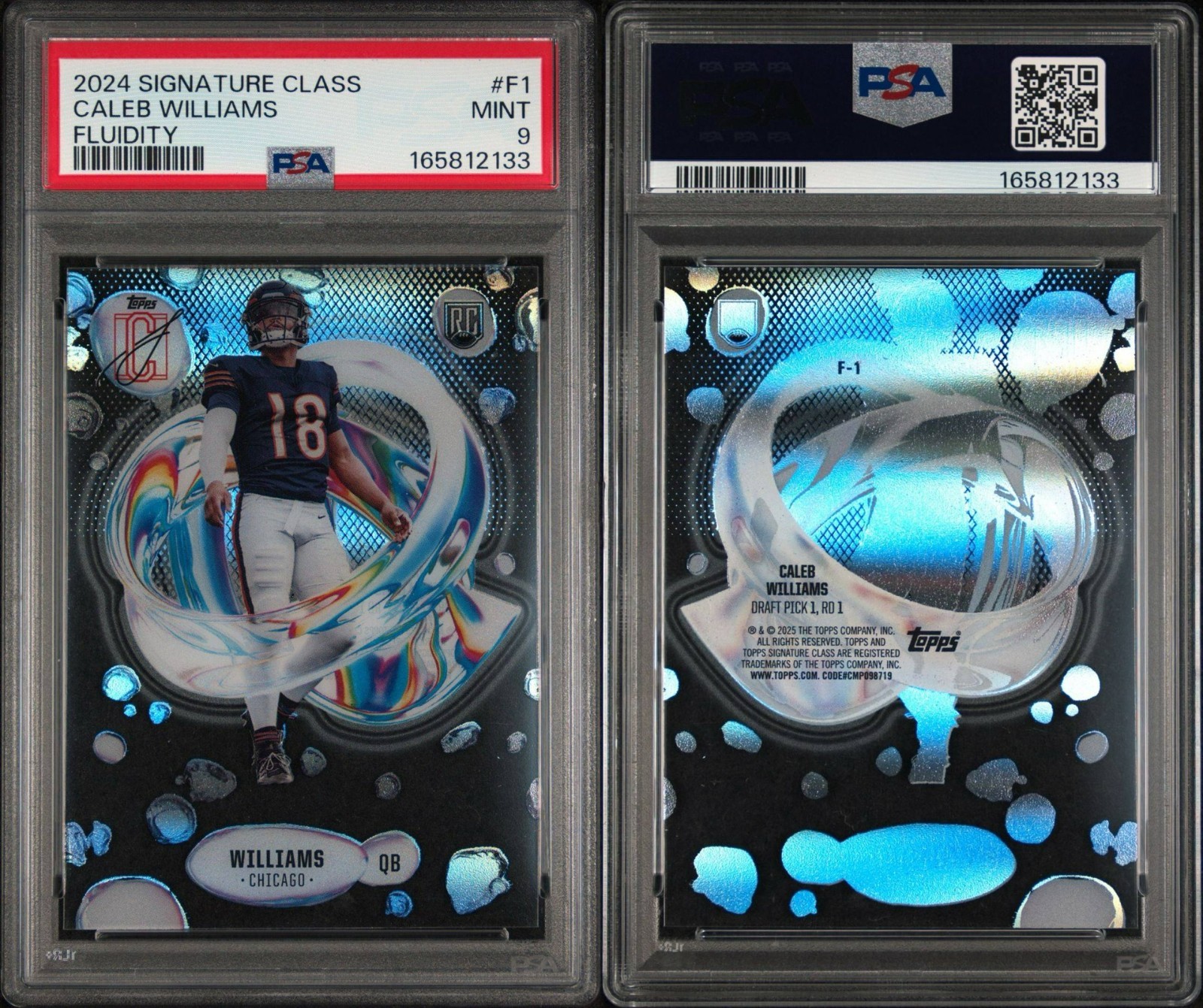 Caleb Williams 2024 Topps Signature Class Fluidity #F-1 (RC) PSA 9 Chicago Bears view 3