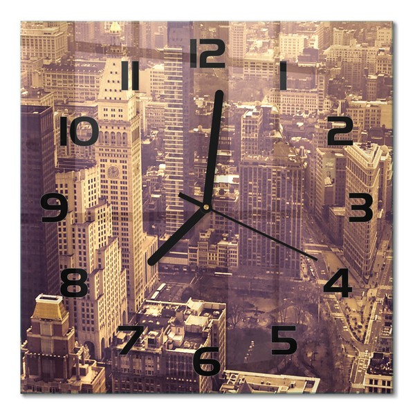 Wanduhr Glas-Wanduhr Aus Glas Manhattan New York Schwarze Zeiger 30X30 Cm-image
