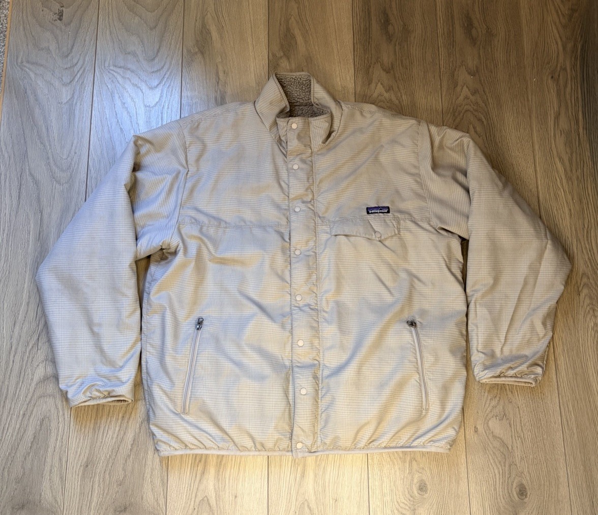 Chaqueta polar silenciosa reversible Patagonia vintage para hombre Sherpa XL gris rara