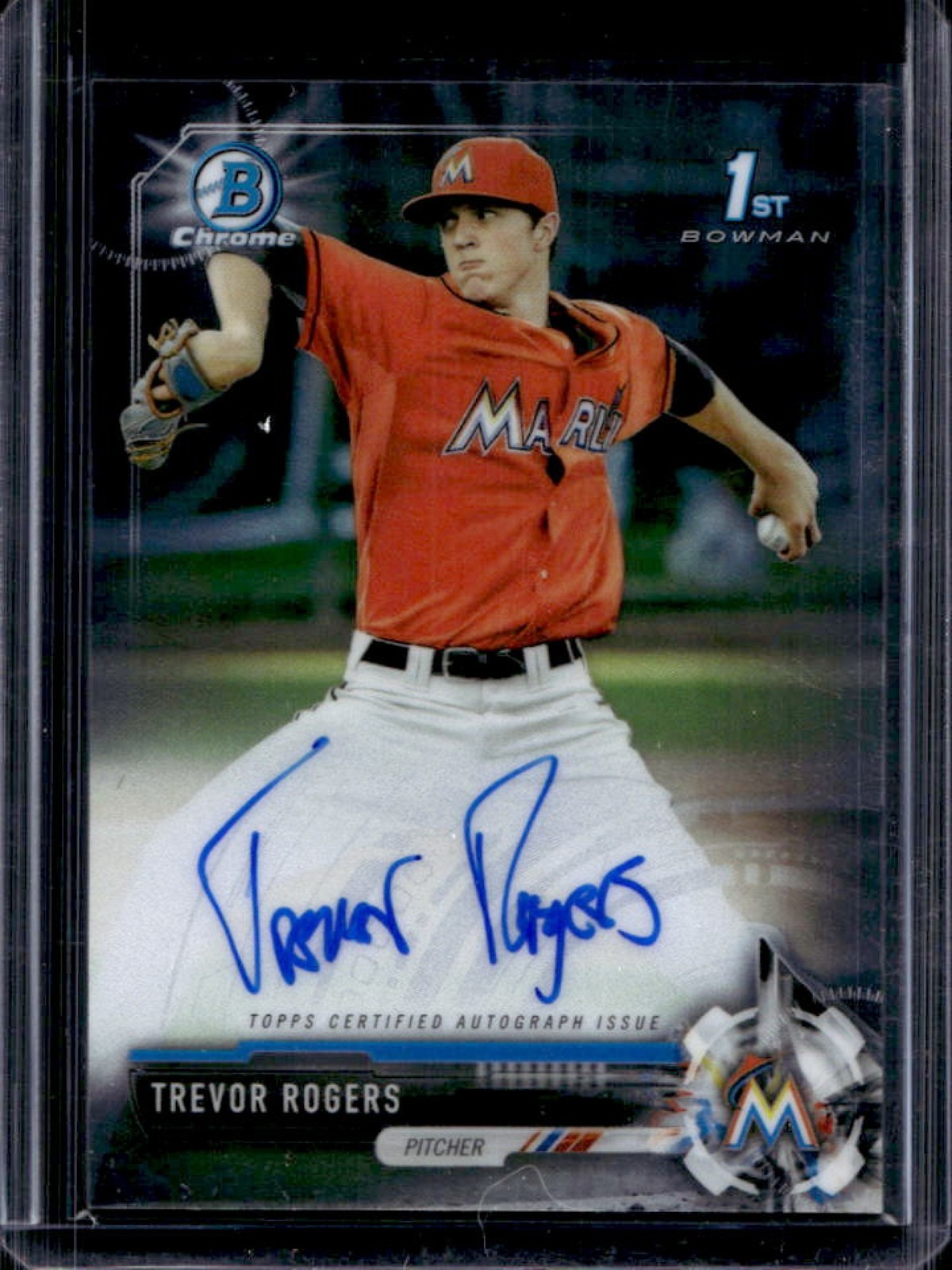 2017 Bowman Draft Trevor Rogers Chrome Auto 1st Prospect #CDA-TR Marlins