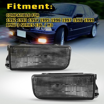 Fog Lights For 1992-1999 BMW E36/M3 3 Series Smoke Glass Lens Lamp w/Bulbs Pair