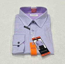 Duchamp London Men's Slim Fit Cotton Stretch Shirt, Purple, Size 18 XXL