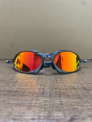 Oakley Romeo X Metal retro Sunglasses Matte gray frame polarized red lens