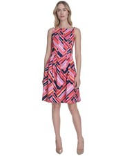 Vince Camuto Women's Printed Square-Neck Sleeveless Dress Multi Size 4 2891