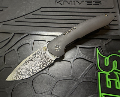 WE Knife Trogon Folding Pocketknife Titanium Heimskringla Damascus Drop Point