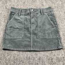 American Eagle High Rise Mini Skirt Corduroy Green Size 6 Stretch