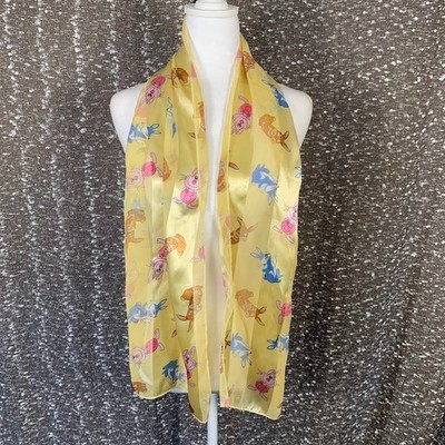 Vintage Yellow Cartoon Bunny Rabbits Sheer Scarf Easter Spring