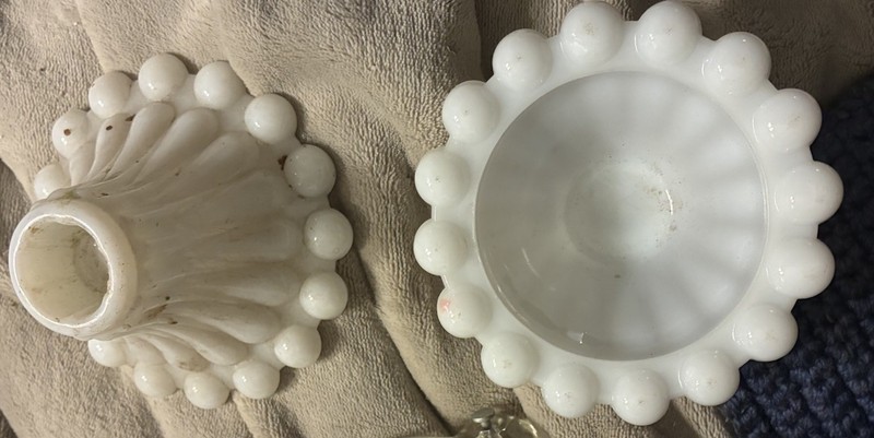 Vtg White Milk Glass Candle Holders (Pair)