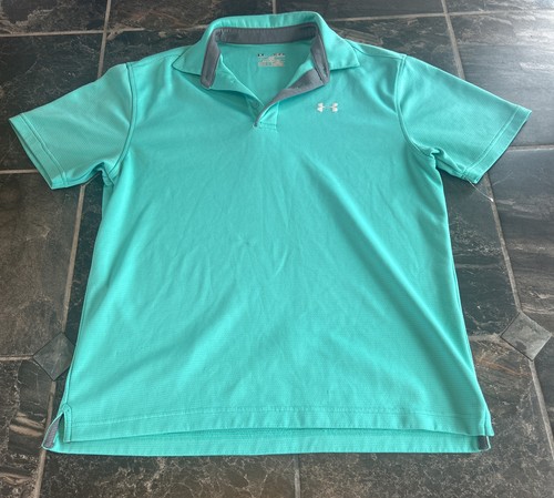 Under Armour Polo grün türkis HeatGear lose Performance Kurzarm Herren Medium