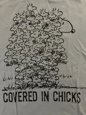 Peanuts Covered In Chicks T-Shirt Snoopy Woodstock Medium M Blue Junk Food