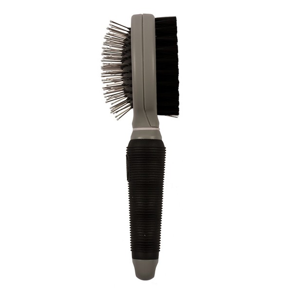 Duvo Plus Hunde 2 In 1 PflegebüRste FüR Massage Glanz Gesundes Fell Grau Schwarz-image