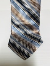 Brooks Brothers Neck Tie Diagonal Stripes Navy Blue, Light Brown, White All Silk