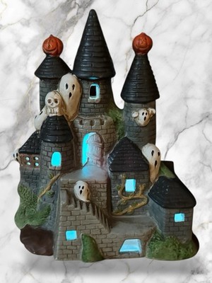 Pacific Rim Haunted Turret House Lighted Vintage Halloween Castle #1962 Tested