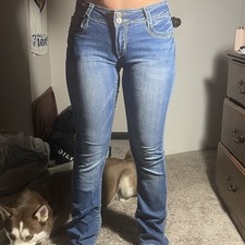 WallFlower Jeans Luscious Curvy Bootcut Stretch Blue Denim Women's Medium Wash