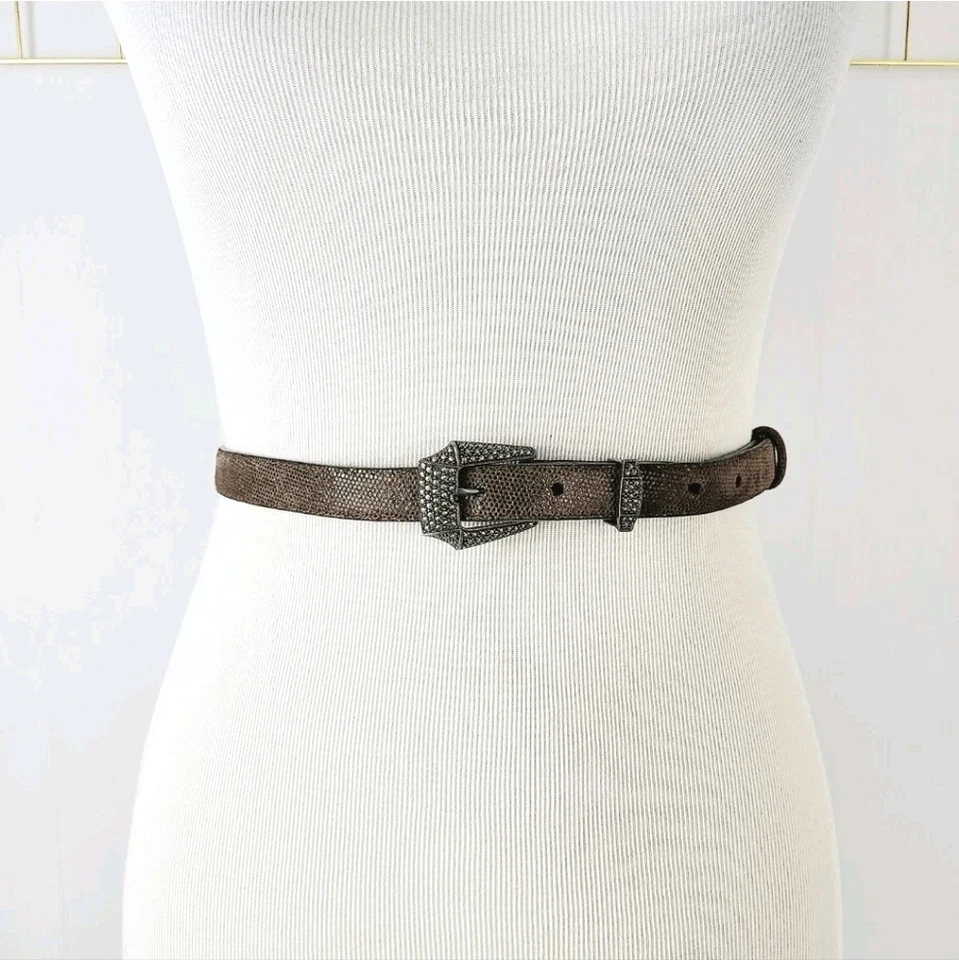 Cinturón Judith Jack Mujer Grande Plata Esterlina Marcasita Hebilla Gamuza-Leer Foto 2 de 4