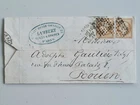 Old letter mail Paris - Rouen 13 May 1859 two stamps 10c Napoleon 3