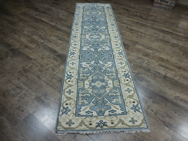 Turkish Oushak Rug, Modern Multicolored Handmade Bohemian Rug 2.7x9.6 Ft