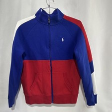 Polo Ralph Lauren Striped Color Block Knit Track Jacket Youth Boys Sz L 14-16