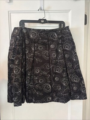 Nine West Black Circle Skirt with White Floral Outline