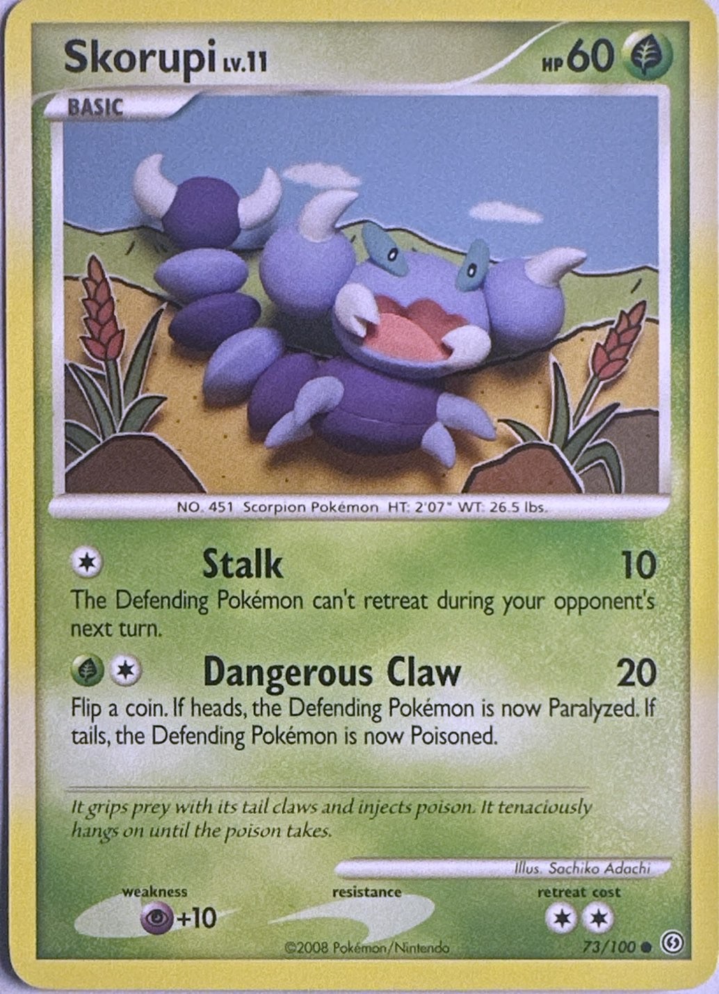 Skorupi 73/100 Common Stormfront Pokemon Lightly Played