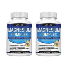2 boxes TopLux Magnesium Complex 1000mg 7 Types for Sleep,Muscle Bone,90Capsules