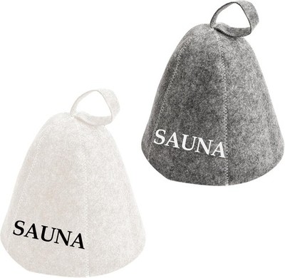 2er Set Saunahut in Grau-Weiß   Atmungsaktive Filzqualität für Wellness