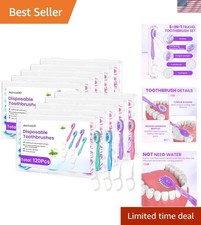 120 Pack 5-in-1 Mini Toothbrush Disposable, W...