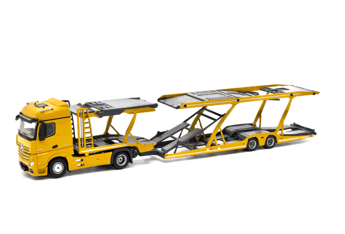 1:64 Yellow Benz Actros Gigaspace Semi Trailer Truck Model Diecast