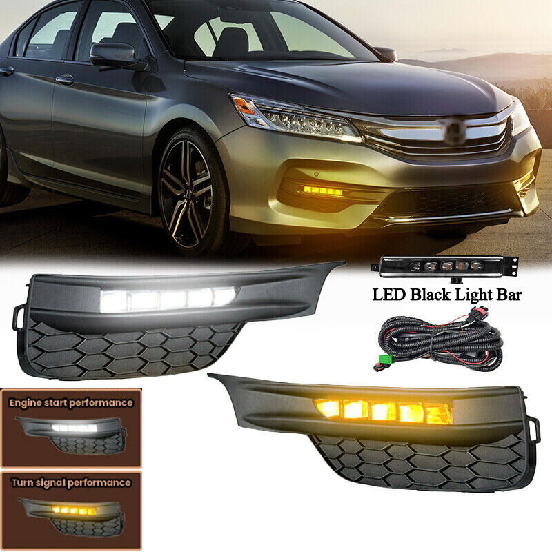 Fit 2016 2017 Honda Accord LED Double Color Bumper Fog Lights Turn Signal Lamps