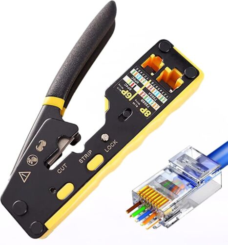 Network Tool kit, RJ45 Crimp Tool kit Pass Through Crimper Cat6 Cat5 Cat5e Crimp - Picture 3 of 7