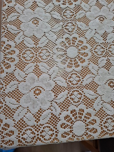Beautuful tovaglia vintage in pizzo 87" X 55" beige - Foto 7 di 8
