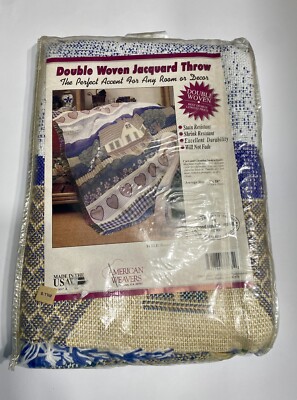 Vintage American Weavers Jacquard Throw Blanket  Hearts Of Home 50 X 58